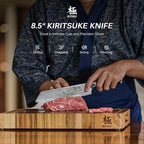 KYOKU Kiritsuke Chef Knife 8.5" - Shogun Series - Japanese VG10 Steel Core Forged Damascus Blade - with Sheath & Case