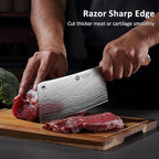 YOTSUBA Cleaver Knife 7 inch Ultra Sharp High Carbon Steel Vegetable Meat Cleaver with Ergonomic Rosewood Handle, Professional Butcher Knives for Home Kitchen and Restaurant with Gift Box
