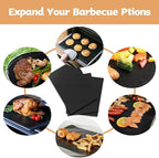 Reusable Grill Mats for Outdoor Grill Set of 6,Heavy Duty Non-Stick BBQ Mats & Oven Liner,Easy to Clean,Works on Gas, Charcoal & Electric Grills - 15.75 x 13 Inch,Black