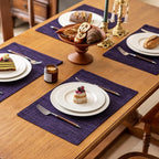 KXN Placemats Set of 6, Dual-Layer Thickened Faux Linen Table Mats, Heat Resistant & Wrinkle-Free, Machine Washable Cloth Place Mats for Kitchen Dining Indoor Outdoor (Purple)