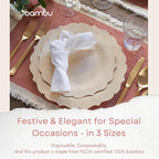Bambu Pack of 25-9 Inch Disposable Bamboo Plates Fancy, Biodegradable Eco Friendly Products, Bamboo Disposable Plates for Party, Weddings, and Events, Great For Any Occasion, Compostable Plates