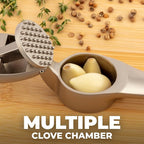 Zulay Kitchen Large Premium Garlic Press Set – Rust Proof & Dishwasher Safe, Bigger Bowl Garlic Mincer Tool with Silicone Garlic Peeler & Brush, Easy Squeeze & Clean, Ergonomic Handle - Silver