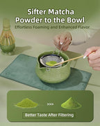 ZENS Matcha Whisk Set, 6Pcs Matcha Kit Set Includes Ceramic Bowl, Bamboo Whisk and Chasen Holder,Scoop, 304 Stainless Sifter & Tea Mat, Matcha Set for Tea Ceremony, Blue