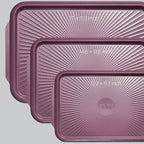 SYAINN Non-stick Ceramic Baking Sheet Set, 3 Pieces- Aluminum Steel Cookie Sheets for Baking-Includes Half/Quarter/Jelly Roll Pans-Warp Resistant, Toxic, PTFE & PFOA Free-Red