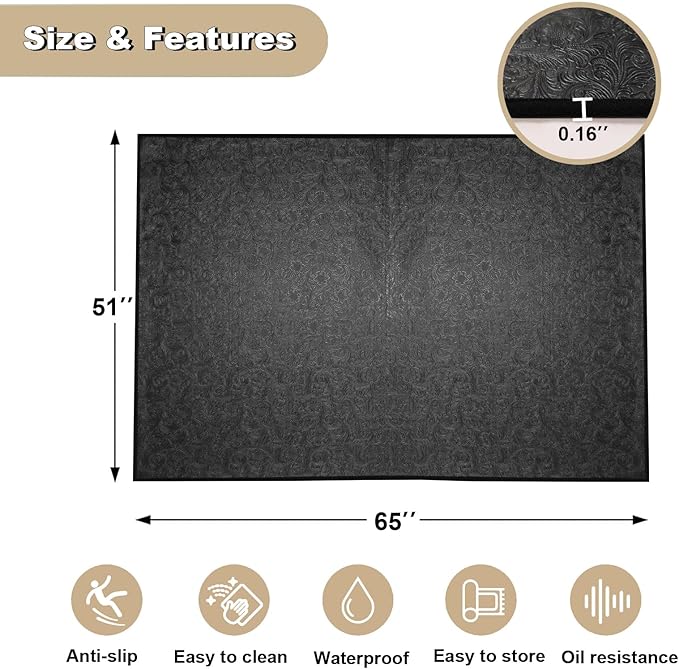 BBQ Grill Mat for Outdoor Grill, 65 x 51 inches Heavy Duty Thickened Under Grill Mats, Oil-Proof Waterproof Floor Protector for Deck and Patio