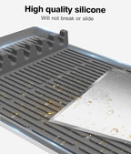 Silicone Griddle Tools Mat for Blackstone - Large Silicone Spatula Mat with Drip Pad - Griddle Mats BBQ Grill Accessories - Side Shelf Mats Grill Pad for Blackstone Griddles Accessories (Gray)