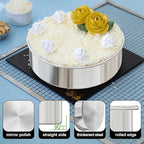 9½ Inch Round Cake Pan Set of 2, Nonstick Circle Stainless Steel Layer Cake Pans 9½ Inch Round with 100PCS Parchment Paper, Baking Pan Set for Birthday Christmas, Silicone Spatula & Dishwasher Safe