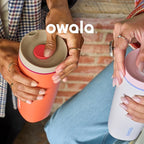 Owala SmoothSip Slider Insulated Stainless Steel Coffee Tumbler, Reusable Iced Coffee Cup, Hot Coffee Travel Mug, BPA Free 12 oz, Pink (Pucker Up) (Pack of 8)