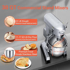 30 QT Stand Mixer, Commercial Industrial Grade Kitchen Electric Food Mixer with Stainless Steel Bowl, 3 Types of Mixing Tools, Built for Professional Baking: Effortlessly Handles Large Recipes