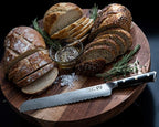 Regalia Bread Knife 10 inch: Professional Serrated Japanese AUS-10 67-Layer Damascus steel ultra sharp blade w/G-10 Ergonomic handle