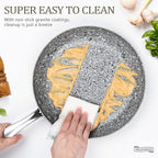 MICHELANGELO Frying Pan with Lid, Nonstick 12 Inch Frying Pan with Non toxic Granite Coating, Granite Frying Pan, Nonstick Frying Pans with Lid, Induction Compatible