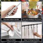 9 Pcs 304 Stainless Steel Utensils Set with Wood Handle Metal Cooking Tool Spatula, Solid Spoon, Slotted Spoon, Fork, Ladle, Skimmer, Slotted Spatula Spaghetti(Silver,Stainless Steel)