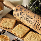 17" Premium Wooden Rolling Pins for Baking with Nativity Embossed Designs | 3mm Deep Springerle Cookie Molds | Christmas Rolling Pin & Baking Gifts for Women | Includes 3-in-1 Cleaning Brush ﻿