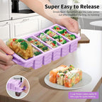 2-Pack Silicone Freezer Trays with Lid, 2 Large 2-Cup(500ml) & 6 Small 1/2-Cup(125ml) Soup Freezer Container Molds, Ice Cube Tray For Meal Prep & Freezing Soup, Stews, Sauces, Oven & Dishwasher-Safe