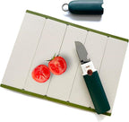 5-in-1 Small Cutting Board Set，Multifunctional Travel Stainless Steel Fruit Knife with cover，Outdoor Portable Peeling Fruit Potato Peeler for Travel, Camping, Kitchen (grey)