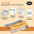 12 Pack Half Size Baking Sheet Pans Perforated, Aluminum Commercial Cookie Sheets Non-Stick, 18"x13"