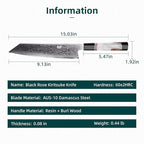 FINDKING 9 inch Japanese Kiritsuke Knife, Sharp Cuchillos Japoneses, Damascus Kitchen Knife for Professional & Home Chefs (BLACK-ROSE Series)