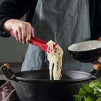 Mu&Ti Silicone Kitchen Tongs 11 Inch Spatula Silicone Toast Tongs Salad Tongs for Cooking Salad BBQ Serving Toast Grilling Locking Frying Baking Steak(Red)