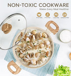 MICHELANGELO 8 Quart Stock Pot with Lid, Nonstick Cooking Pots, 8 Qt Soup Pot with Lid, Induction Pots for Cooking, Stockpot with Healthy Coating, White