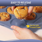 2 Packs 12 Cups Silicone Muffin Pan with Metal Reinforced Frame Regular Size Cupcake Pan Tray Egg Bites Silicone Circle Cookie Molds Muffin Tin Bread Loaf Pans for Homemade Reusable Tart Pans