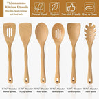 Wooden Spatula Set, 6 Pack Kitchen Wood Slotted Spoon Spatulas Turner Utensils for Cooking, Non Toxic Solid Wooden Spatulas Natural Wood Serving Spoons Spaghetti Utensil Set for Nonstick Cookware