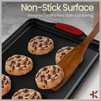 BAKKEN Kitchen Baking Pan Set - Nonstick Coating, Carbon Steel Bakeware Sets with Red Silicone Handles, Baking Kitchen Essentials, PFOA, PFOS, PTFE Free, Oven Safe Tray (Up To 450° F), Set of 18