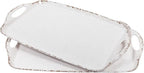 Farmhouse Melamine Serving Tray with Handles, Set of 2, 19"x12" Extra Large Rectangular Turkey Serving Platter, Serving Food Trays for Entertaining, Christmas,Thanksgiving,Party, Ivory