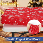 homing Rectangle Table Cloth Cover, Waterproof Polyester Elastic Fitted Tablecloth, Fits for 6 Foot Folding Tables, Washable Table Protector for Christmas, Holiday, Party (Snowflakes, 30" x 72")