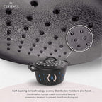 Cuisinel Cast Iron Dutch Oven - 3-Quart Deep Pot + Lid + Pan Scraper + Handle Covers - Large Pre-Seasoned Cooker for Baking Bread, Soup, Frying - Indoor/Outdoor Kitchen, Camping, Fire, BBQ Cookware
