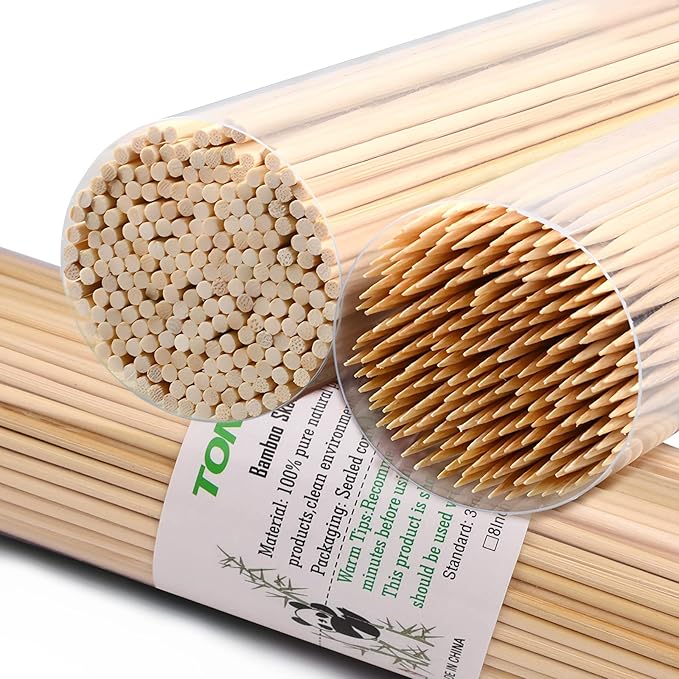 [200 PCS] 12 inch Bamboo Skewers, Premium Wooden Skewers Without Splinters, Skewers for Grilling, BBQ, Appetizer, Fruit Kabobs, Chocolate Fountain, Cocktail Toothpicks, and Food Skewer Sticks.