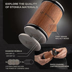 Stonka Walnut Rolling Knife Sharpener Kit – Dual-Grit Diamond Wheels Kit (400/1000), Easy to Use Knife Sharpener Roller with Magnetic Holder with 15° & 20°, Leather Strap