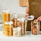ZENS Airtight Glass Jar Container,15 Fluid Ounce Clear Glass Canister with Lid, Food Storage Jars for Kitchen Spice or Loose Tea,450ml