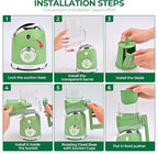 SUSTEAS Rotary Cheese Grater with Handle,Vegetable Slicer with 6 Interchangeable Blades, Reinforced Suction,Easy to Clean,Kitchen Chopper for Crushed Ice,Fruits and Nuts with Blade Storage Case,Green