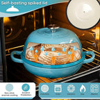 Enamelled Cast Iron Dutch Oven Pot – Dutch Oven For Sourdough Bread Baking – Cast Iron Bread Pot – Blue, 6 Quarts, 26cm – by Nuovva
