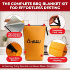 Large BBQ Blanket for Resting Meat, Insulated BBQ Blanket Bag, Brisket with Wide Mouth, Meat Resting Bag, Smoking Meat Accessories for Outdoor Grilling (21in)