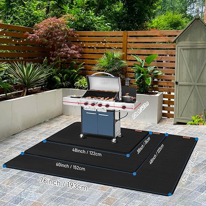 MODIGT 48 ×30 inch Under Grill mat, Double-Side Fireproof & Heat-Resistant Outdoor Grill Mat, Protective Mat for Patio, Courtyard, Tabletop, Outerdoor BBQ Fire Pit Fireplace Mat