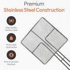 Wire Mesh Strainer with Long Handle | 2-Pack | 6.5" Square Frying Spoon | Cooking Oil Strainer for Deep Fryer & Professional Restaurant Use | Commercial Grease Skimmer