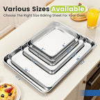 6 Pack Stainless Steel Baking Sheet Pans, 12.5" L × 9.6" W × 1" H Cookie Sheets for Toaster Oven, Rust-Resistant, Dishwasher Safe