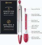 New DI ORO 2-Piece Kitchen Tongs Set (9-Inch and 12-Inch) – Stainless Steel with Non-Stick 480F Heat-Resistant Silicone Tips – Great Tool for Cooking, Serving, and Barbecuing - Dishwasher Safe (Red)