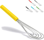 Flat Whisk Silicone Handle Non Slip 10" - 5 Wires Whisk with 10 Heads for Kitchen Cooking by Jell-Cell (Yellow)