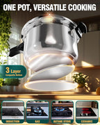 WantJoin Pressure Cooker, 8 Quart Stainless Steel Pressure Canner, Induction Compatible Cookware with Spring Valve Safeguard Devices,Compatible with Gas & Induction Cooker