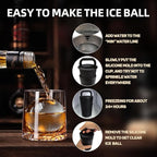Clear Ice Cube Maker Tray – 2.5 Inch Large Round Ice Ball Mold, Stainless Steel & Silicone, Slow Melting Clear Sphere Ice for Whiskey, Cocktails, and Home Bar Use (Black-2 Pack)