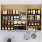 Stackable Expandable Metal Shelf Organizer - Adjustable Wire Storage Rack with Holes for Kitchen, Bathroom, Cabinet, Office - Space Saving, Durable & Sturdy Design（2PACKS/Large/Black