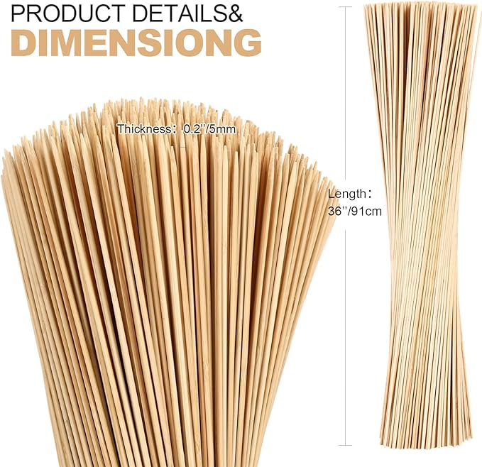 Suclain Marshmallow Roasting Sticks Long 5mm Thick, Smores Sticks Bamboo Skewers BBQ Kabob Grilling Barbecue Roasting Camping for Outdoor Fire Pits Campfires (36", 800 Pcs)