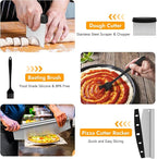 Pizza Peel, 12" x 14" Pizza Spatula for Oven, Aluminum Pizza Paddle with Cutter Scraper Pastry Brush, Pizza Peels Oven Accessories for Baking Homemade Pizza Dough Bread