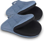 1 Pair Short Oven Mitts, Heat Resistant Silicone Kitchen Mini Oven Mitts for 500 Degrees, Non-Slip Grip Surfaces and Hanging Loop Gloves, Baking Grilling Barbecue Microwave Machine Washable (Sky Blue)