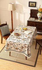 ISAENNE Designer Vintage Linen Rectangular Tablecloth,Floral and Bird Pattern Elegant Table Cloth,Fall Wrinkle Resistant Decor Tablecloths for Dining Kitchen Party Christmas,55"*87"-Murad A