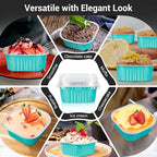 EUSOAR Aluminum Foil Baking Cups With Lids, 10oz 100pcs Disposable Ramekins, Muffin Cups for Baking, Square Cupcake Pans, Mini Cake Loaf Bread Pans for Party Favor Birthday