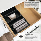 KitchenEdge Bamboo Kitchen Towel and Food-Storage Organizer, Perfect for Kitchen Drawers, Cabinets, Pantry, 5 Adjustable Wall Inserts, Non-Slip Feet, Food-Safe Black Finish