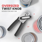 Zulay Kitchen Heavy Duty Stainless Steel Manual Can Opener – Ergonomic Soft Grip Handles, Smooth Edge Cutting Wheel & Large Built In Bottle Opener – Easy Turn Knob for Effortless Use - Black